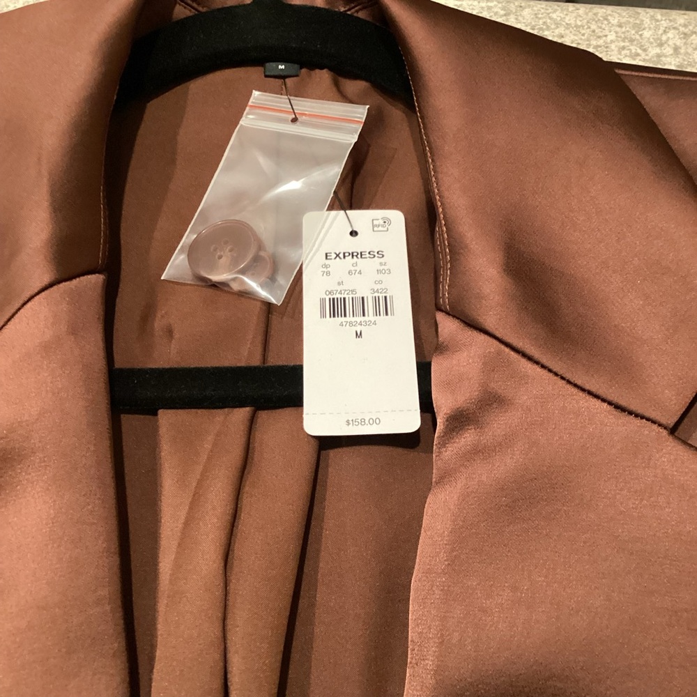 Express Brown Satin One Button Cinched Boyfriend … - image 7